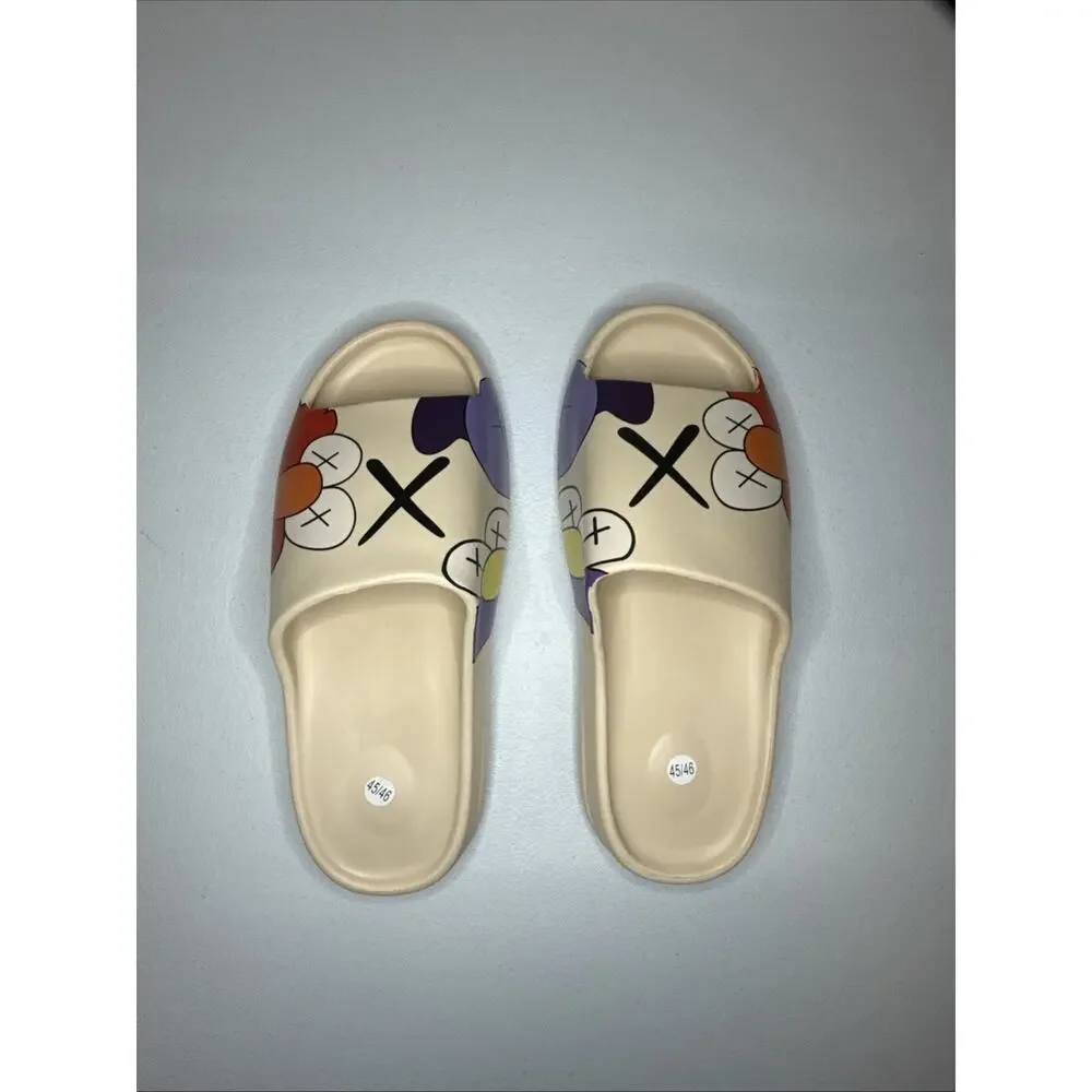 Cartoon Print Pillow Slides Bathroom Shower Slippers Size 45/46